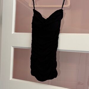 bebe Black Ruched strapless top